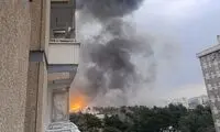 لحظه اصابت موشک به منطقه لویزان تهران