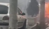 اولین تصاویر از آتش گرفتن پژو ۲۰۶ در جهانشهر کرج