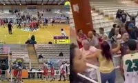 زد و خورد شدید در یک مسابقه بسکتبال