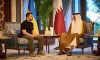 عکسی از تیپ زلنسکی و امیر قطر در دیدار باهم