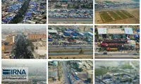 تصاویر هوایی از پیاده روی زائران اربعین
