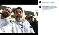 سلفی پیمان معادی در پشت صحنه فیلم هالیوودی
