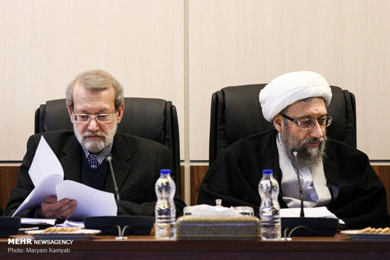 چهره خندان ظریف و احمدی نژاد در مجمع