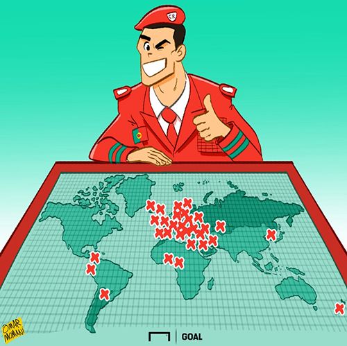 کاریکاتور: گلزنی رونالدو به ۴۰ کشور جهان!