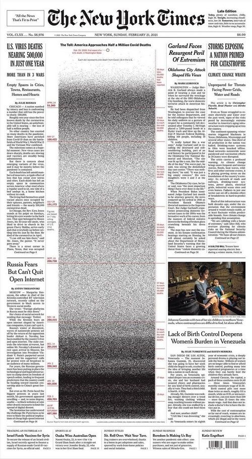 عکس عجیب صفحه نخست روزنامه نیویورک تایمز