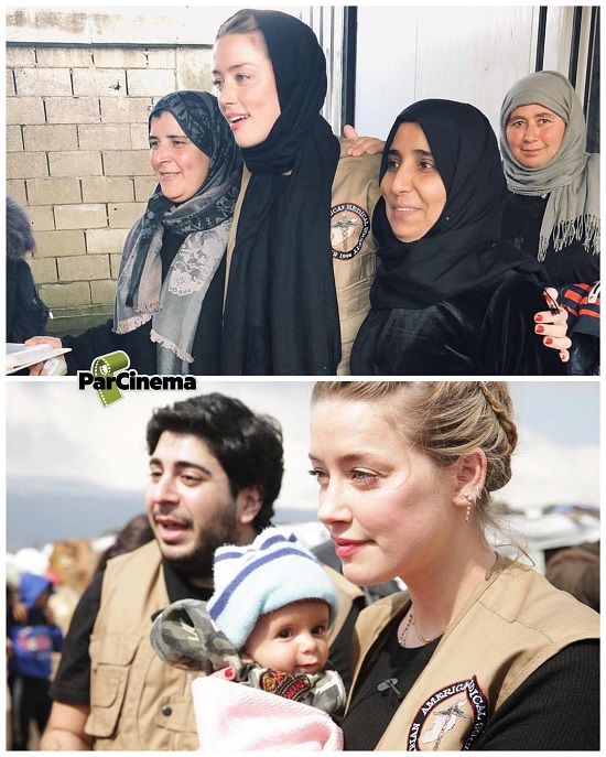 بازدید بازیگر زن آمریکایی از مهاجران سوریه‌ای