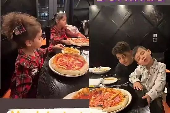 شب دل‌انگیز خانواده رونالدو به صرف پیتزا