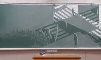 هنرنمایی دانش‌آموزان ژاپنی با گچ و تخته‌سیاه