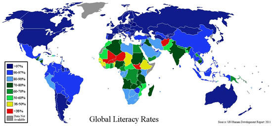 چند میلیون بی سواد در جهان وجود دارد؟