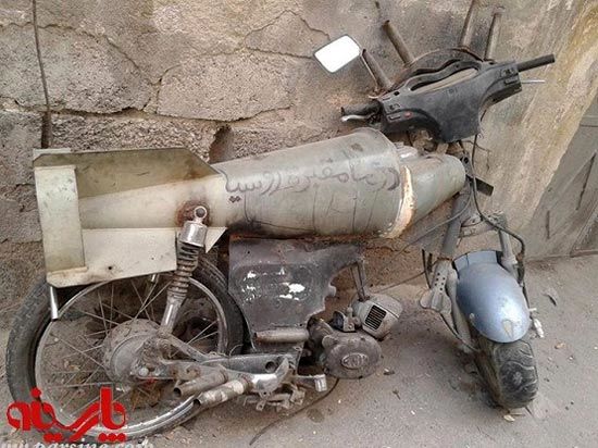 عکس: ساخت موتورسیکلت با قطعات بمب!
