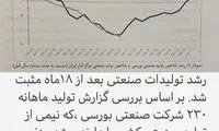 رشد تولیدات صنعتی بعد از ۱۸ ماه مثبت شد