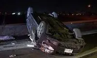 تصادف و انفجار یک خودرو وسط اتوبان شلوغ