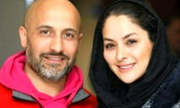 قاب عاشقانه مارال بنی‌آدم و همسرش در مراسم اکران پروین