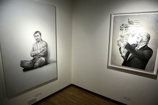 احمدی‌نژاد و ترامپ در یک گالری در تهران