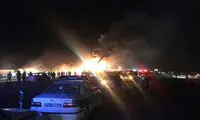 تصادف خونین اتوبوس و تانکر سوخت در جاده نطنز