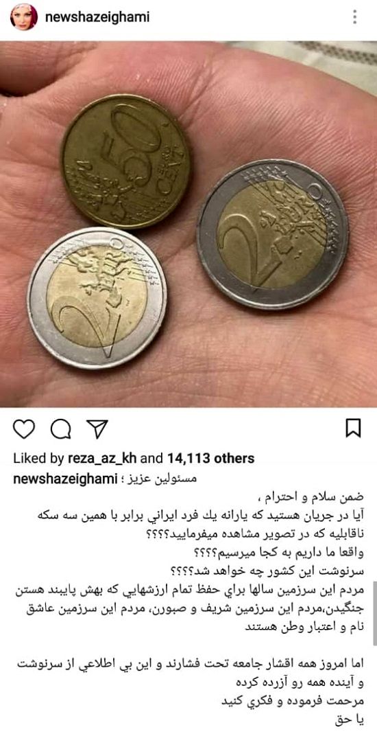 نیوشا ضیغمی هم از اوضاع اقتصادی شاکی شد