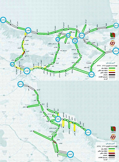 آخرین وضعیت ترافیکی جاده‌های شمالی