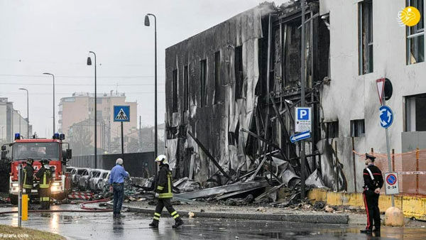 سقوط هواپیما روی یک ساختمان در میلان ایتالیا