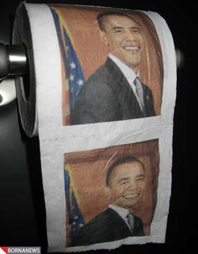 باراک اوباما بر روی دستمال توالت! / عکس