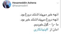 توئیت تازه حسام‌الدین آشنا: گول خوردیم