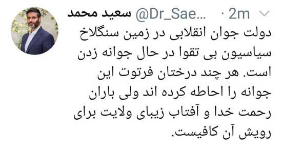 توئیت سیاسی، شاعرانه و کنایه‌آمیز سعید محمد!