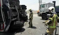 واژگونی میکسر بتن در جاده خاوران
