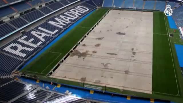  تکنولوژی خیره‌کننده جابه‌جایی چمن ورزشگاه رئال مادرید 