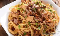 طرز تهیه اسپاگتی قارچ و مرغ
