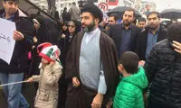 فرزند رهبر انقلاب در راهپیمایی ۲۲ بهمن