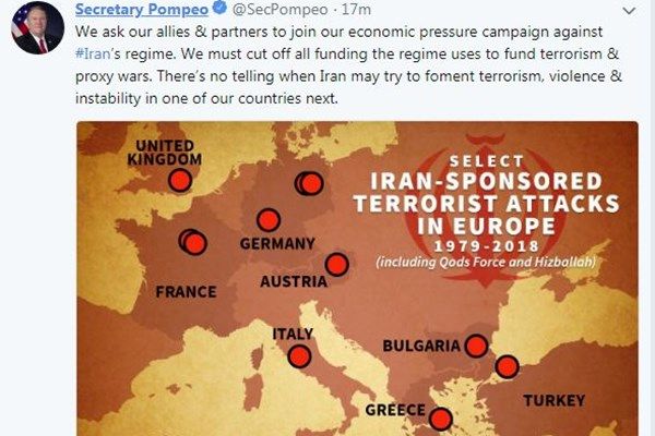 درخواست پمپئو از متحدان آمریکا برای فشار اقتصادی علیه ایران