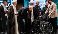 خوش‌و‌بش ناطق نوری و قالیباف در یک مراسم