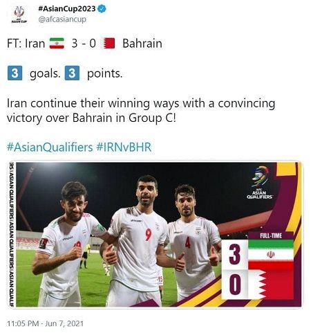 تمجید AFC: ادامه روند خوب ایران، ۳گل و ۳امتیاز