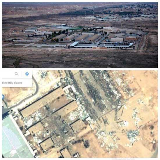 تصویر هوایی از پایگاه عین‌الاسد قبل و بعد از انتقام