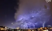 رعد و برق فوق العاده زیبا و دیدنی در بیروت