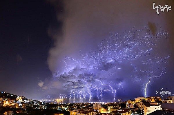 رعد و برق فوق العاده زیبا و دیدنی در بیروت