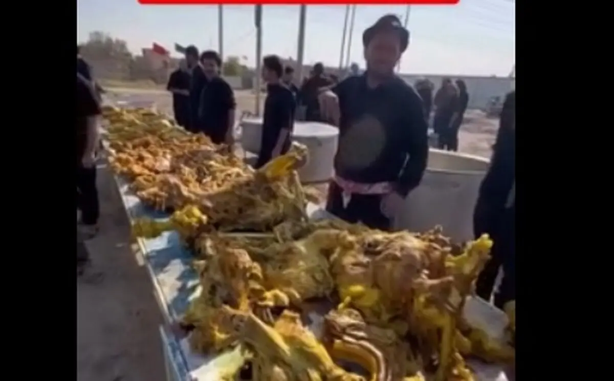 پذیرایی با کباب بره از زائران اربعین در عراق